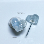 3月の誕生石アクアマリンのハートピアス／ノンホールピアス