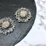 【35mm】ひまわり シルバー クリア お花 フラワー パーツ