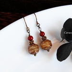 ～Desert Rose～（送料無料/赤/ピアス/チタンフック/ノンホールピアス/イヤリング/アンティーク/チェコガラス/天然石/大人/綺麗/カテドラル）