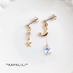 三日月と星のアシンメトリーピアス/イヤリング