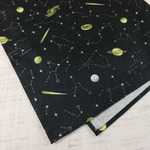 40×60ｃｍランチョンマット（102）宇宙惑星柄　黒デニム風　机サイズ