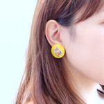 【 chimie vintage-401 】ヴィンテージフラワーBIGイヤリング・樹脂ピアス