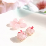 桜餅なローズクォーツピアス(イヤリング) 桜 桜餅 桜もち ローズクォーツ ホワイトデー