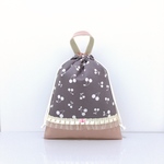 【再販】シンプル チェリー グレー×ピンク*☆巾着袋  体操服袋 上履き袋 シューズケース 北欧 