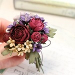 オーダー様専用　赤薔薇とすみれのブーケブローチ