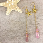 ヒトデチェーンピアス(ピンク)