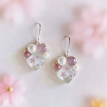  ✿桜のガラスタイルピアス*✧ホワイト