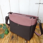 【Yu様専用】№1069 倉敷帆布ボックスショルダー＊プラム×ダークブラウン