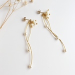 wave stick swarovski crystal pearl ピアス／イヤリング