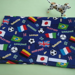 給食セット.４０×６０ｃｍランチョンマット＆巾着◆サッカーボール・紺