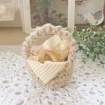 麻ひものミニかごとパンのセット：黄ストライプ：