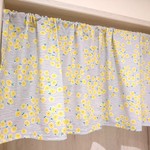 カフェカーテン 流れる花 イエロー  のれん      