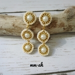 3連パール刺繍ピアス