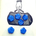 【2コセット】JIRI＊IVANA czech beads#チェコビーズ 5patals flower 18㎜ mable cobalt