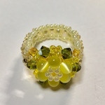 【再販】ミモザ＊春を感じて＊〜キャッツアイとスワロフスキーのリング〜