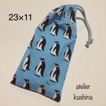  縦長巾着袋☆🐧ペンギン柄☆カトラリー袋☆箸袋