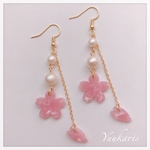 桜♡花びら♡コットンパール♡チェーン♡ピアス♡イヤリング♡春♡卒業♡入園♡入学♡