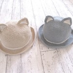 【ｎ様ご予約品】コットンのネコ耳ハット　Ｍ