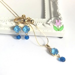 5色の虹のペンダント・イヤリングセット*スワロフスキー*