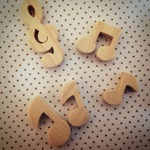 5個セットひのきの切り抜き【音符】