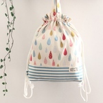 frauelen様専用   カララフルしずく♡ナチュラル＊ブルーボーダー    体操着入れ   ナップサックタイプ