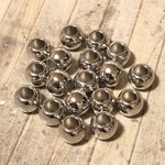 60個 10mm 大穴 プラスチック ビーズ シルバー