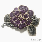 薔薇の刺繍 バレッタ