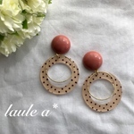 ピンク＊ベージュドットのピアス／イヤリング ❤︎ 再販 ❤︎