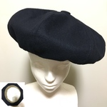 黒  メルトン ウール ベレー帽 ハンドメイド