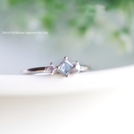 宝石質AAA アクアマリンのスクエアファセットカットリング /sv925