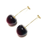 「#3385」 チェリー さくらんぼ ピアス 金具 (チョコ) ✴︎ 2個セット チェリー さくらんぼ ピアス パーツ