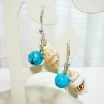 ターコイズとサンゴ♡夏シェルのイヤリングまたはピアス７