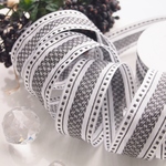 ブラック&グレー　40㎜幅　ワイヤー入りフランスリボン　オリオールフォンタネル