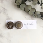 アンティークボタン アシンメトリー ブラウン　ピアス／イヤリング