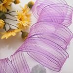 パープルオーガンジーリボン　40㎜幅　ワイヤー入りドイツリボン