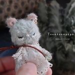 【受注製作】レースまつ毛♡お鼻パールなネコちゃん 7.5㎝ 
