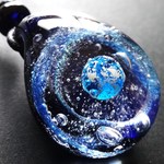 《地球》　とんぼ玉　ペンダント　宇宙　ガラス　銀河　星