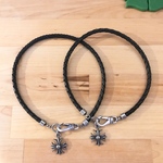 【お客様別注品】ブラック本革ネックレス クロスチャーム付き/2点セット