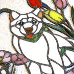 【N様オーダー品】「白柴」のステンドグラス・２Ｗａｙパネル