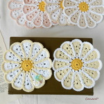 【2枚set】お花のコースター＊パステルイエロー
