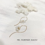 〜再販〜honesto〜K14GF淡水パールリーフラインピアス
