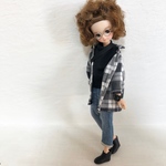 BKノースリーブインナー＋ メンズライクBKチェックシャツ＋ 新色2ダメージサルエルパンツセット