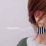 ストライプピアス♡大ぶりピアス◡̉̈春ピアス