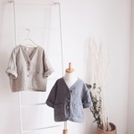 beige♡リネン ノーカラージャケット