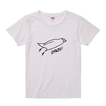 レディース文鳥Tシャツ  「ミサイル文鳥」モノクロ【受注生産】