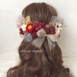 【kan25na様 専用出品】wasou  red tulle gold ribbon ヘッドドレス