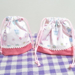 お弁当袋&コップ袋♪フラワー＆チェリー柄