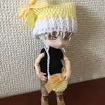 ネコミミ帽子とバッグきいろ