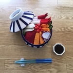 「えびえび隊がのってる！超豪華海鮮丼」　セット　⁂フェルトままごと⁂　◎受注製作◎