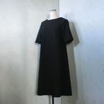 ブラックレース地　ノーカラーAラインワンピース　11号100